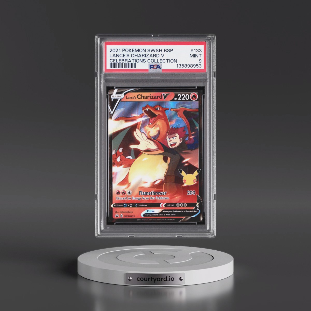 2021 Pokémon Swsh Black Star Promo #133 Lance's Charizard V - Holo Celebrations Collection (PSA 9 MINT)