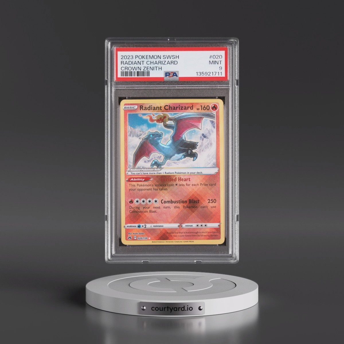 2023 Pokémon Sword and Shield Crown Zenith #020 Radiant Charizard - Holo (PSA 9 MINT)