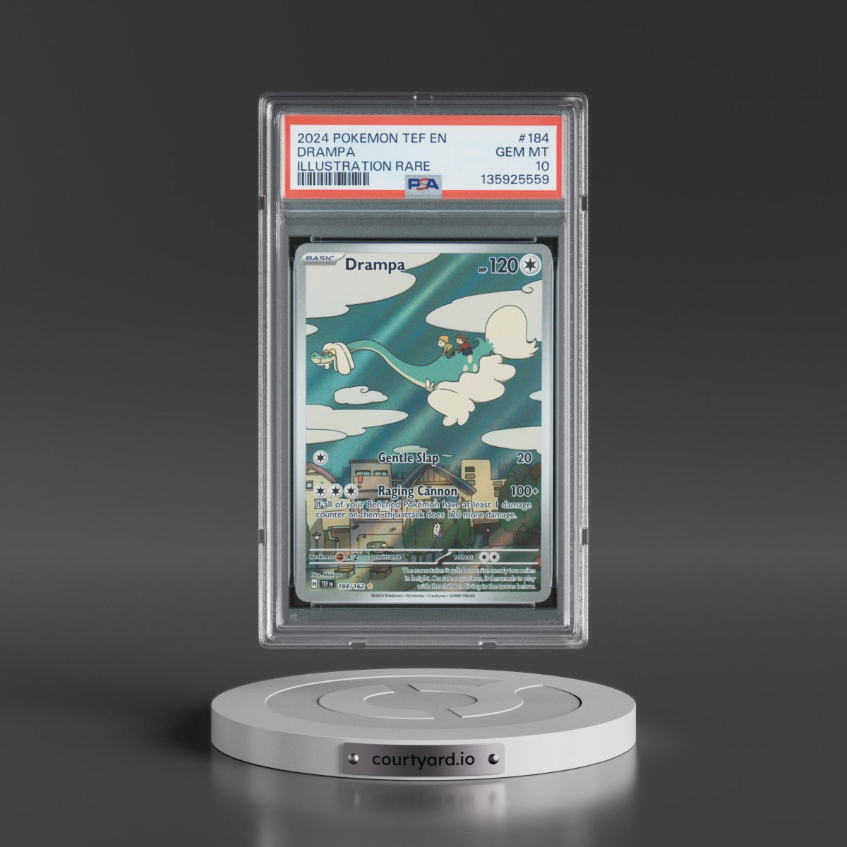 2024 Pokémon Tef EN-Temporal Forces #184 Drampa - Illustration Rare (PSA 10 GEM MINT)