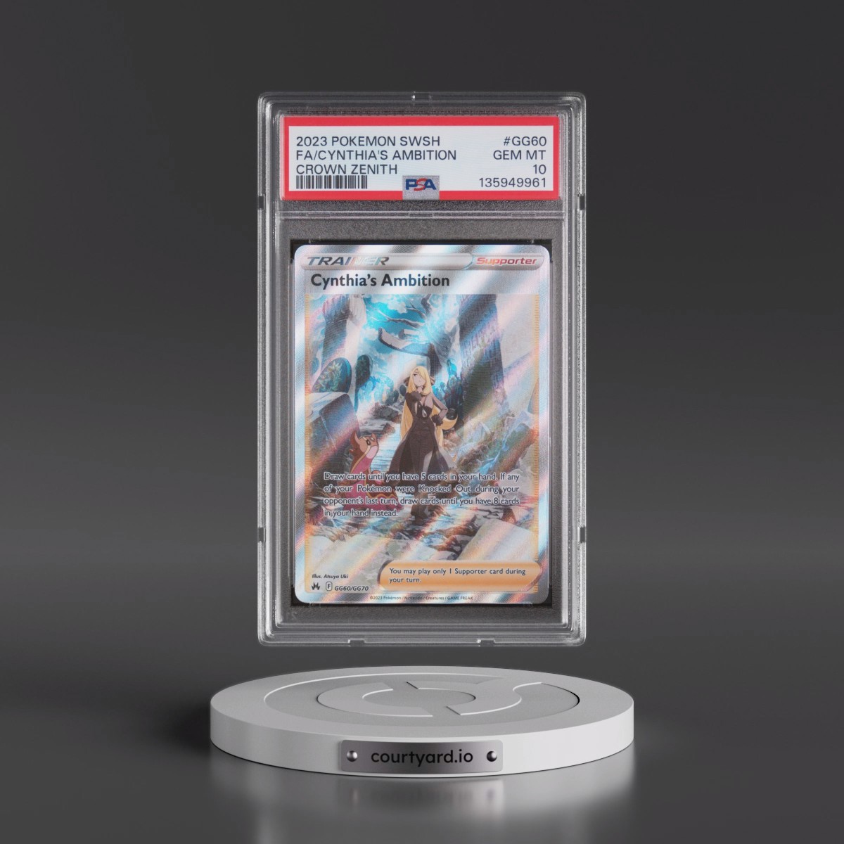 2023 Pokémon Sword and Shield Crown Zenith #GG60 Cynthia's Ambition - Full Art (PSA 10 GEM MINT)
