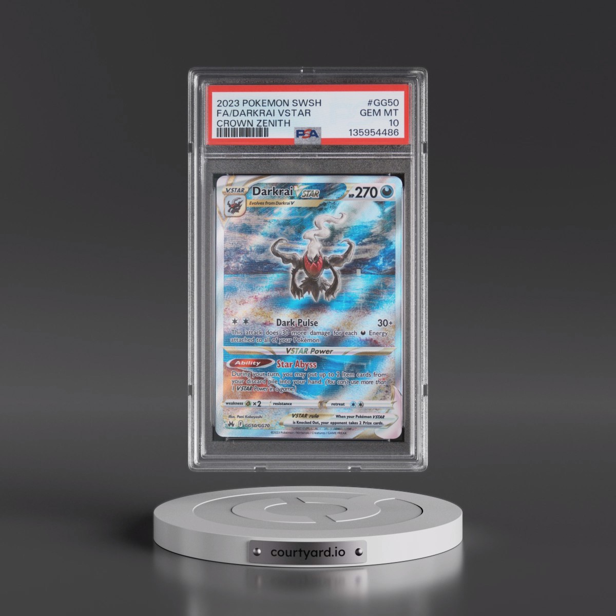 2023 Pokémon Sword and Shield Crown Zenith #GG50 Darkrai Vstar - Full Art (PSA 10 GEM MINT)
