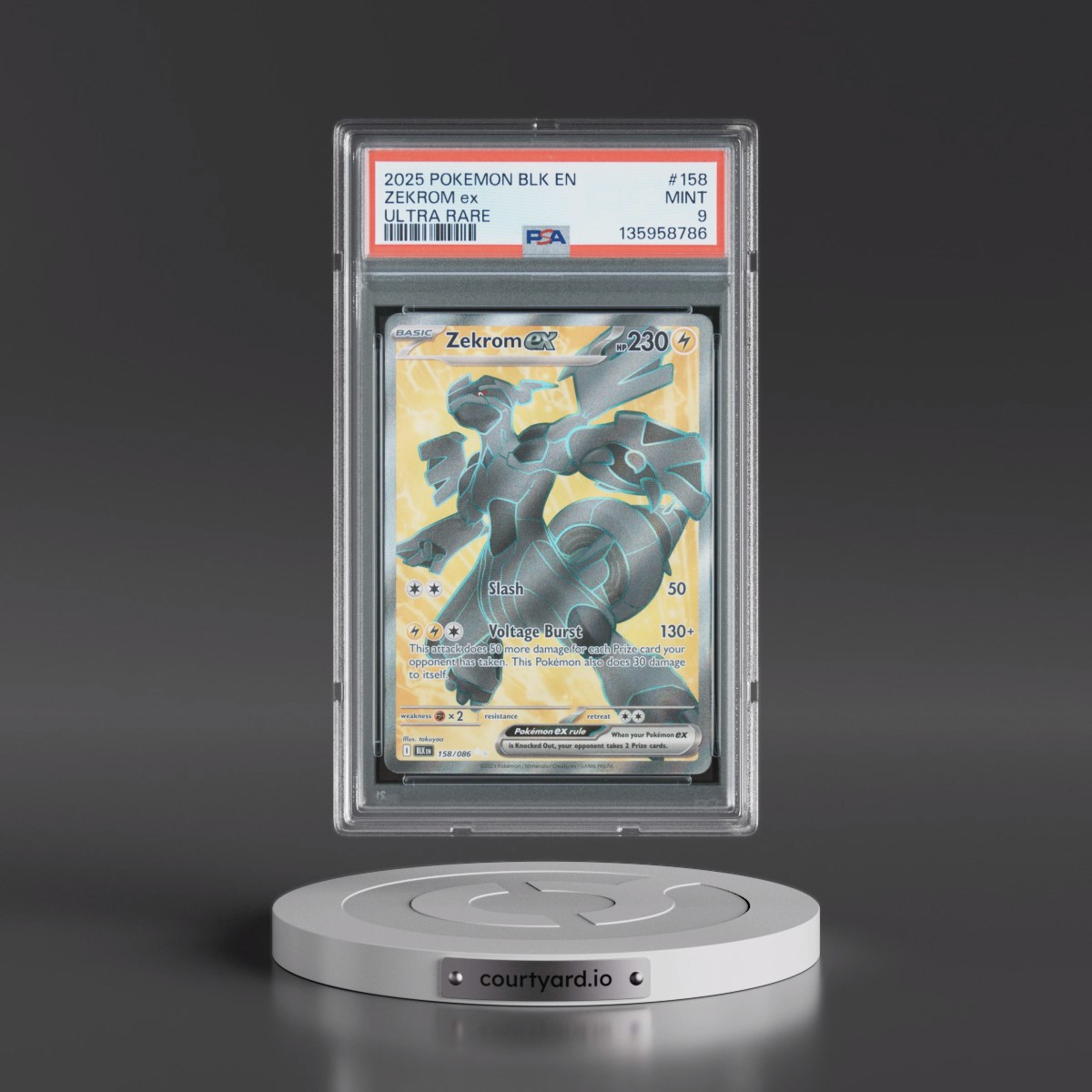 2025 Pokémon Blk EN-Black Bolt #158 Zekrom EX - Holo Ultra Rare (PSA 9 MINT)