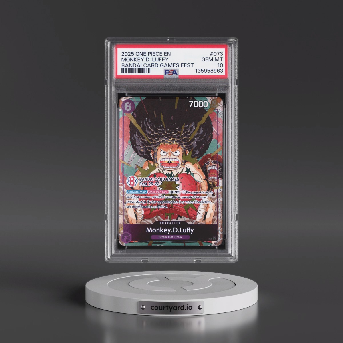 2025 One Piece Promos #073 Monkey D. Luffy - Bandai Card Games Fest (PSA 10 GEM MINT)