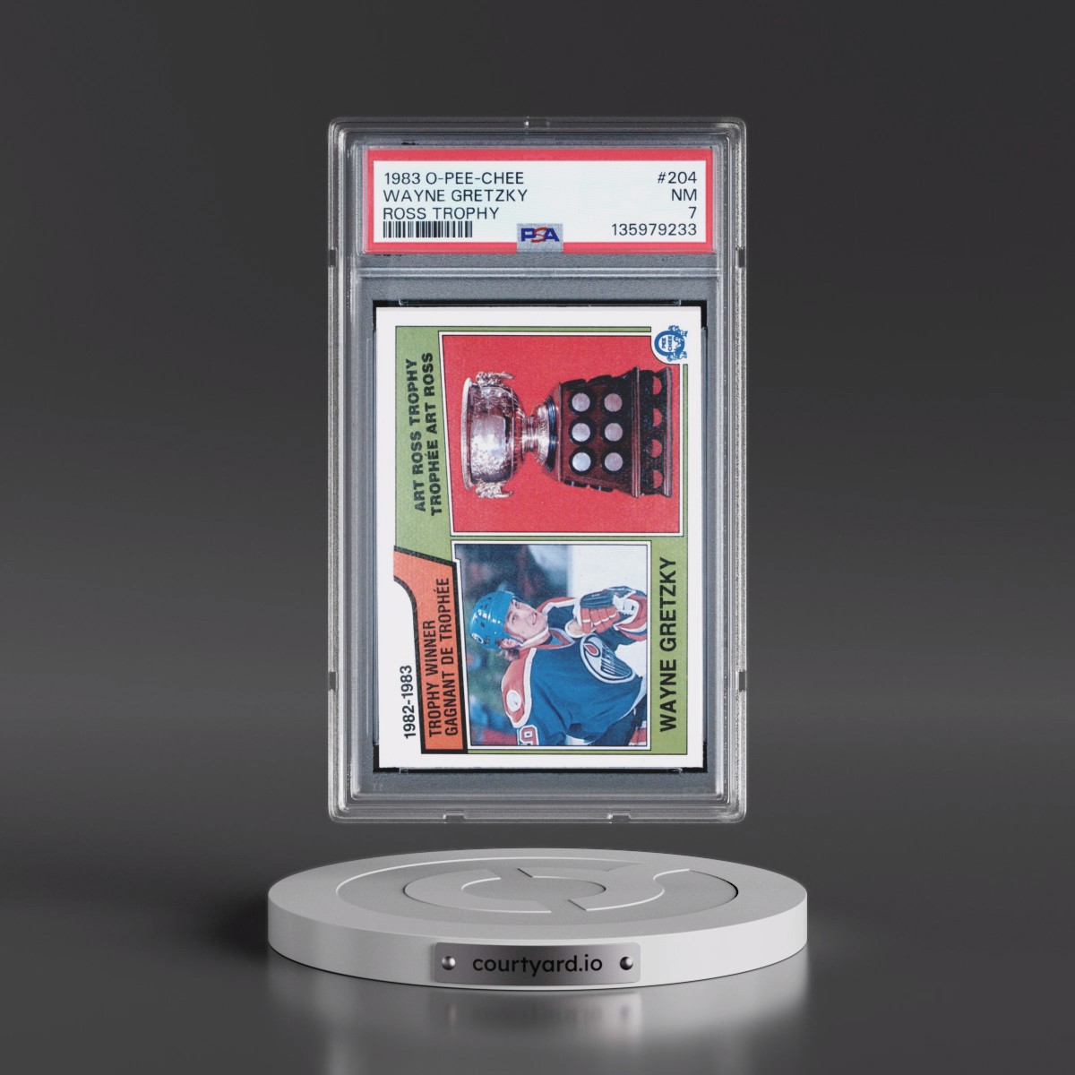 1983 O-Pee-Chee #204 Wayne Gretzky - Ross Trophy (PSA 7 NM)