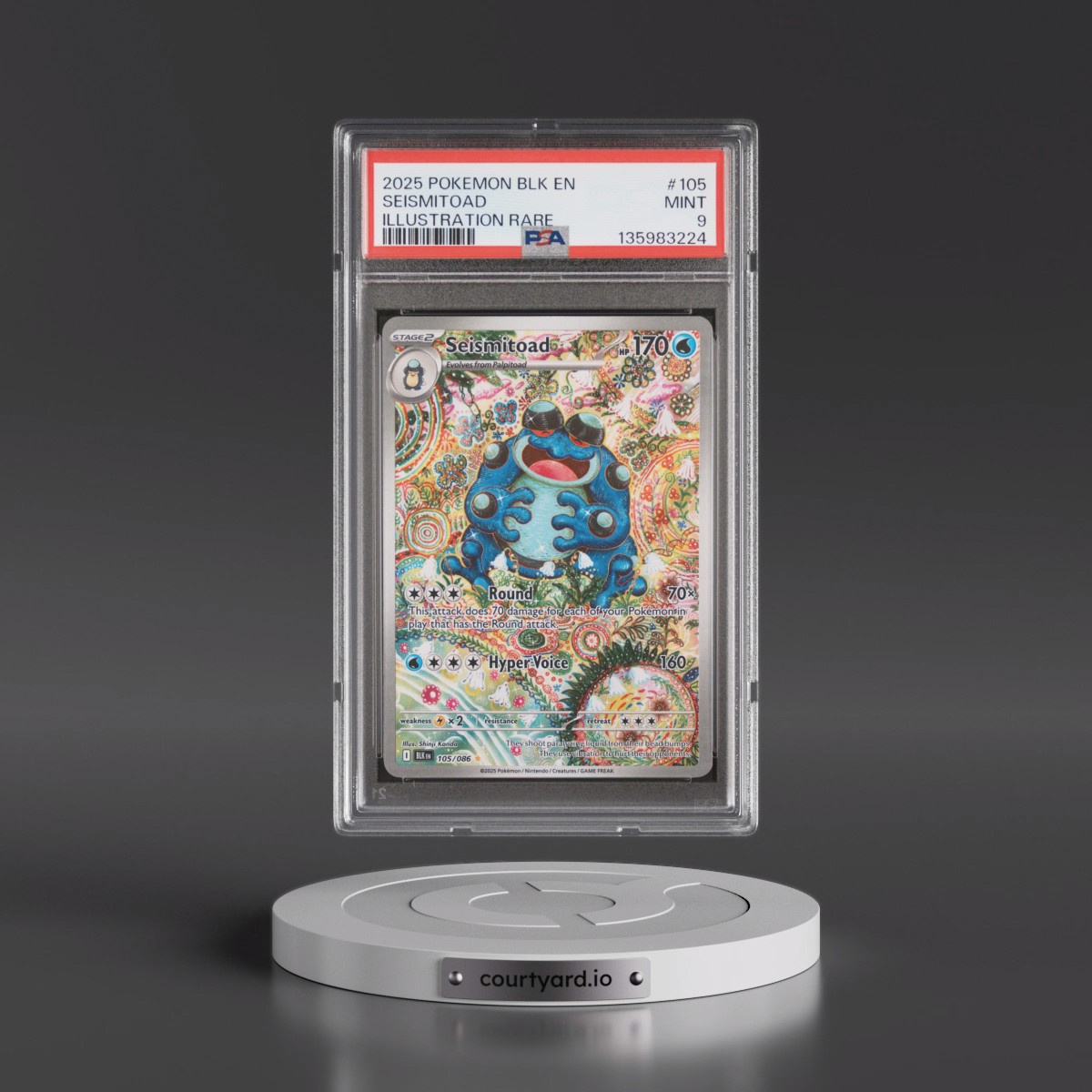 2025 Pokémon Blk EN-Black Bolt Seismitoad - Illustration Rare #105 PSA 9