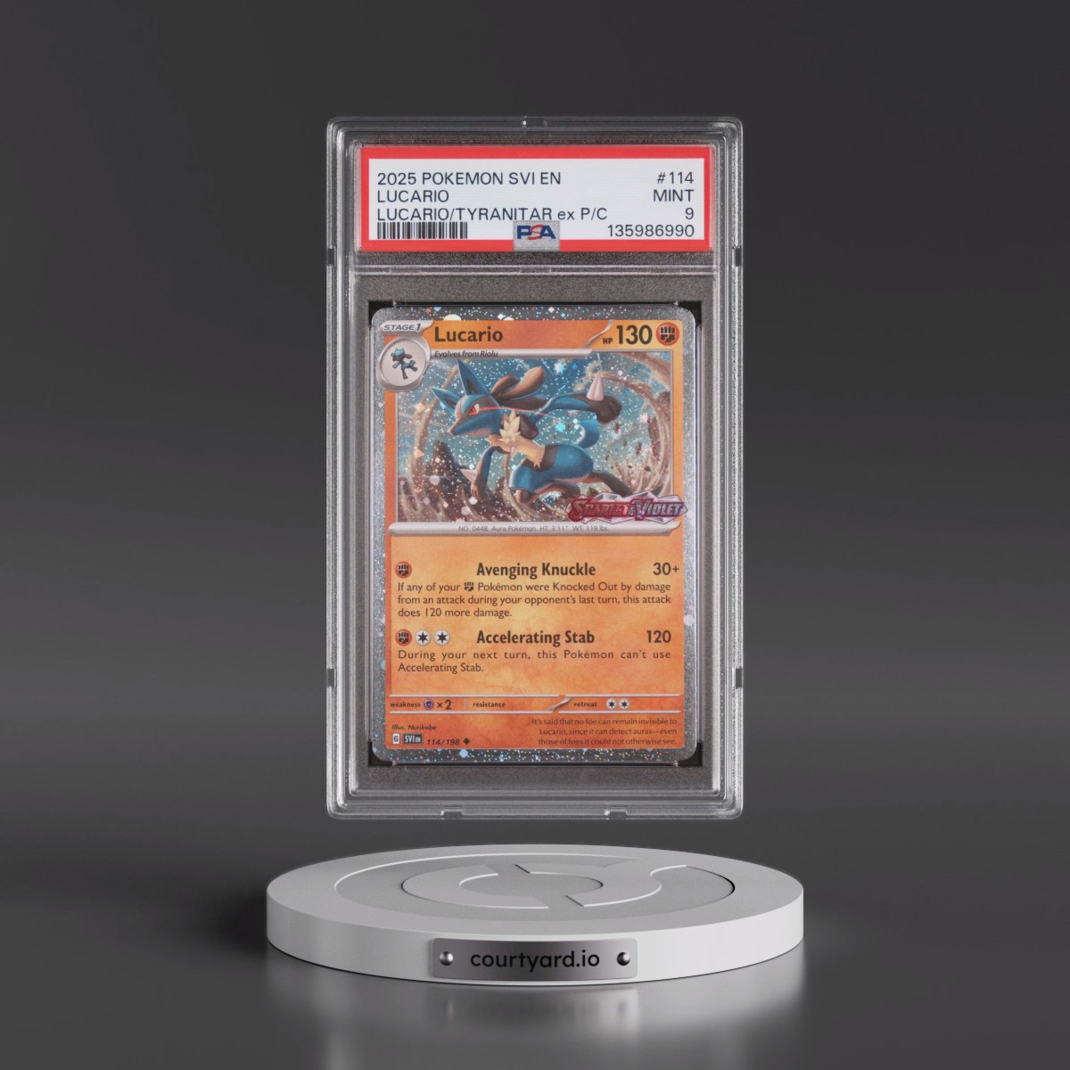 2025 Pokémon Svi EN-Scarlet & Violet #114 Lucario - Lucario EX & Tyranitar EX Premium Collection (PSA 9 MINT)