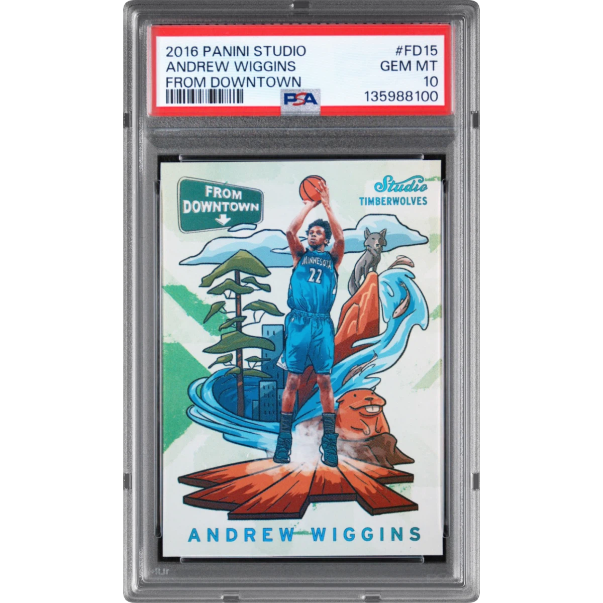 2016 Panini Studio From Downtown #FD15 Andrew Wiggins (PSA 10 GEM MINT)