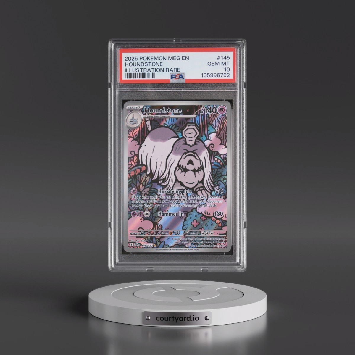 2025 Pokémon Meg EN-Mega Evolution #145 Houndstone - Illustration Rare (PSA 10 GEM MINT)