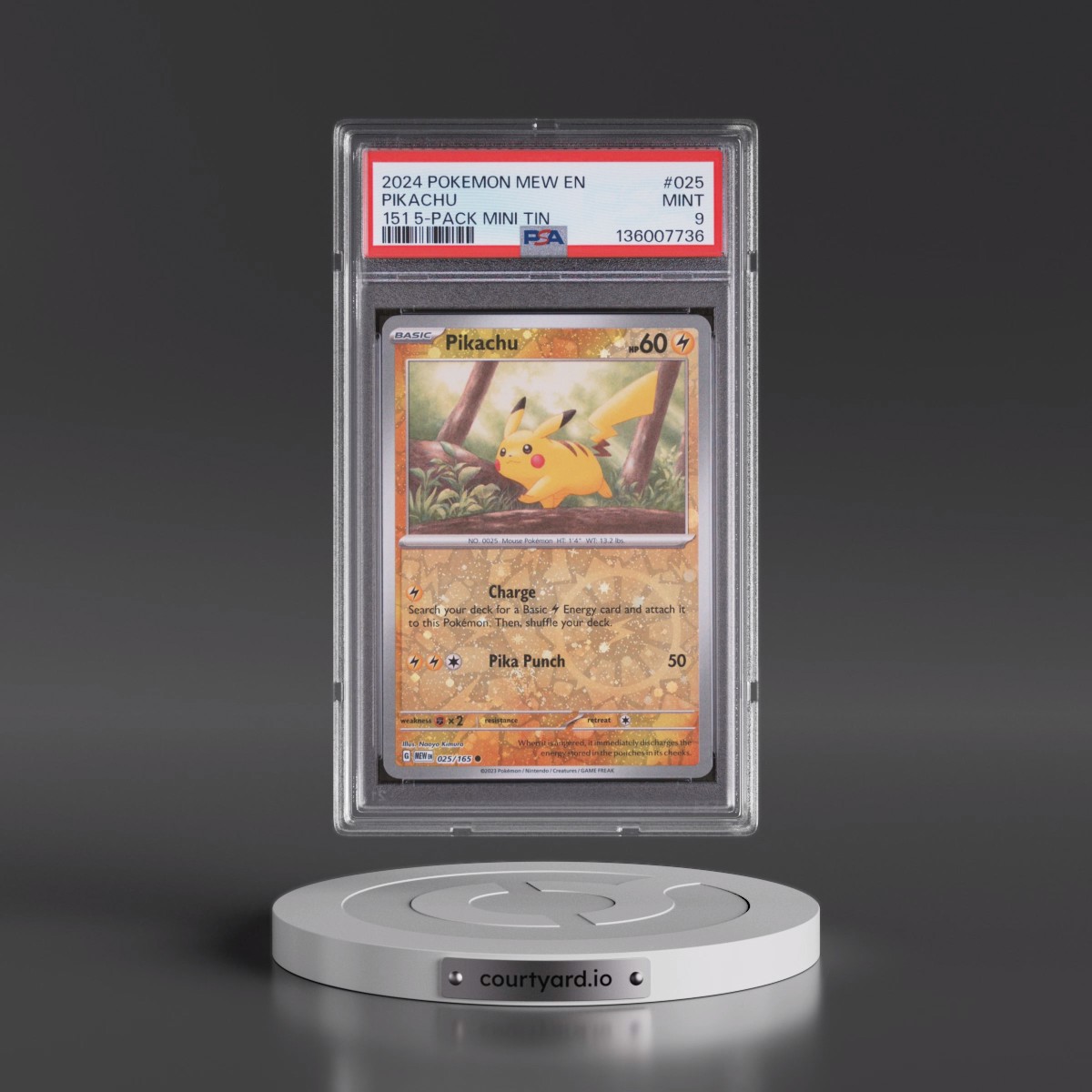 2024 Pokémon Mew EN-151 #025 Pikachu - 151 5-Pack Mini Tins (PSA 9 MINT)