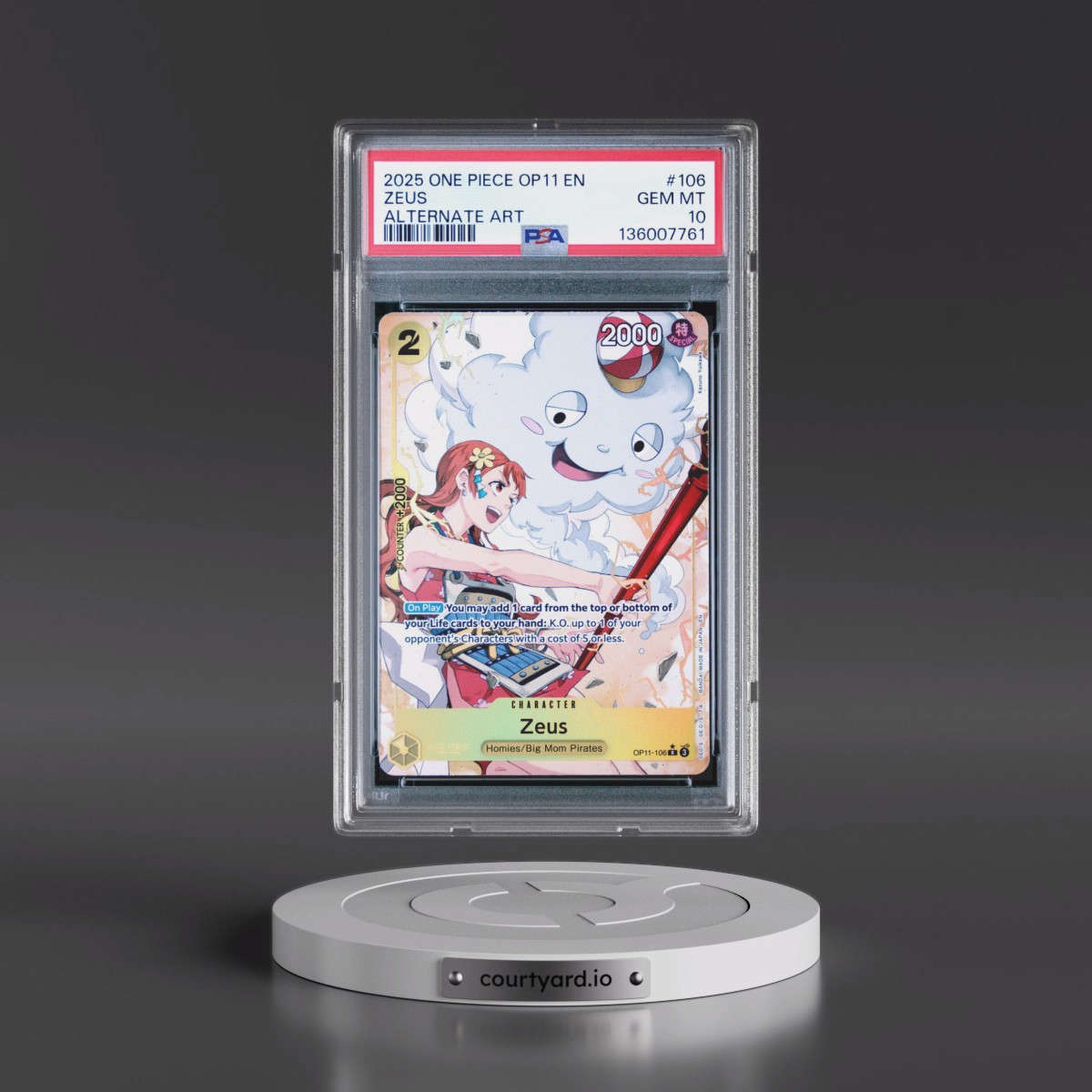 2025 One Piece OP11-A Fist of Divine Speed #106 Zeus - Alternate Art (PSA 10 GEM MINT)