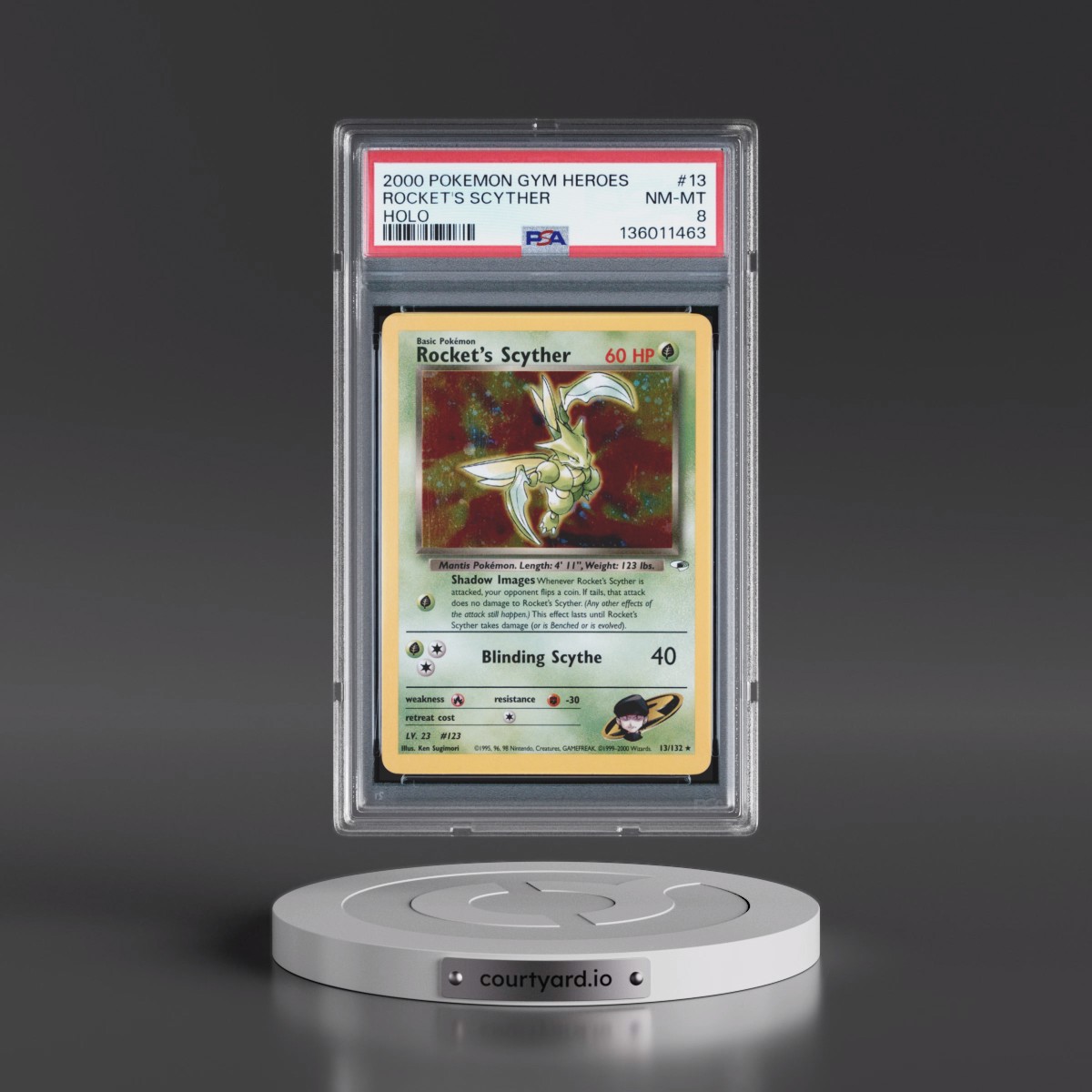 2000 Pokémon Gym Heroes #13 Rocket's Scyther - Holo (PSA 8 NM-MT)