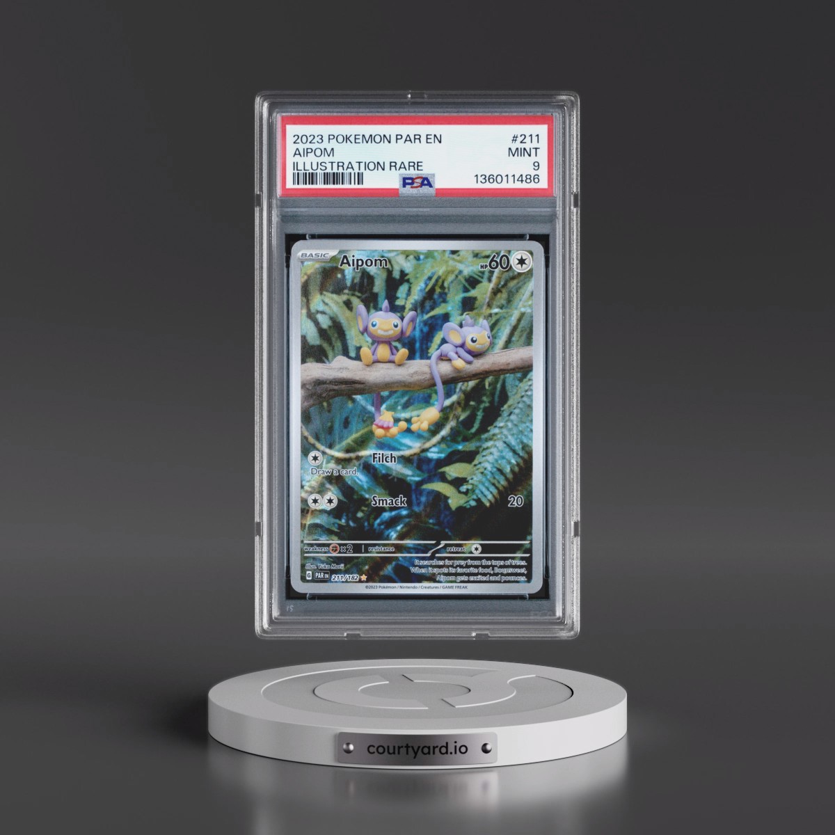2023 Pokémon Par EN-Paradox Rift #211 Aipom - Illustration Rare (PSA 9 MINT)