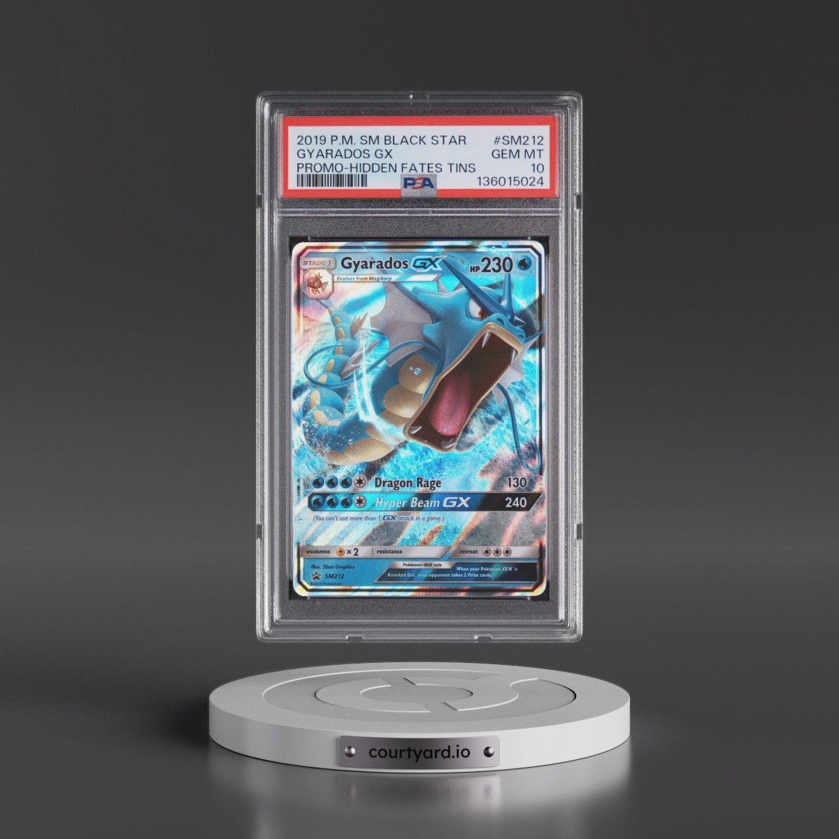 2019 Pokémon SM Black Star Promo #SM212 Gyarados GX - Holo Hidden Fates Tins (PSA 10 GEM MINT)