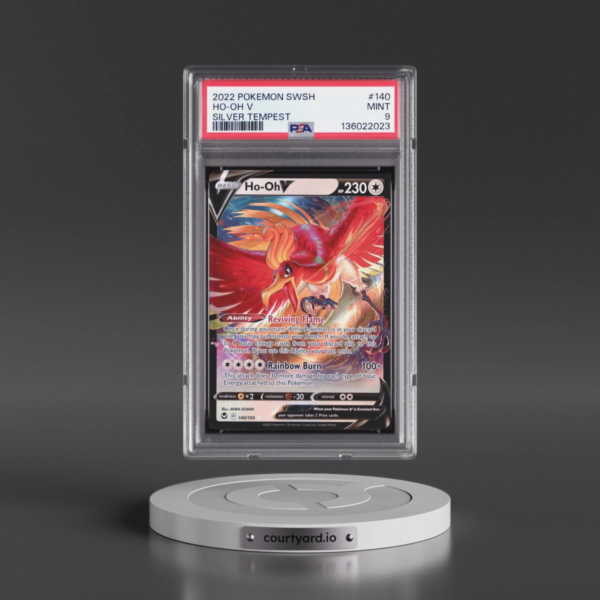 2022 Pokémon Sword & Shield Silver Tempest #140 HO-Oh V - Holo (PSA 9 MINT)