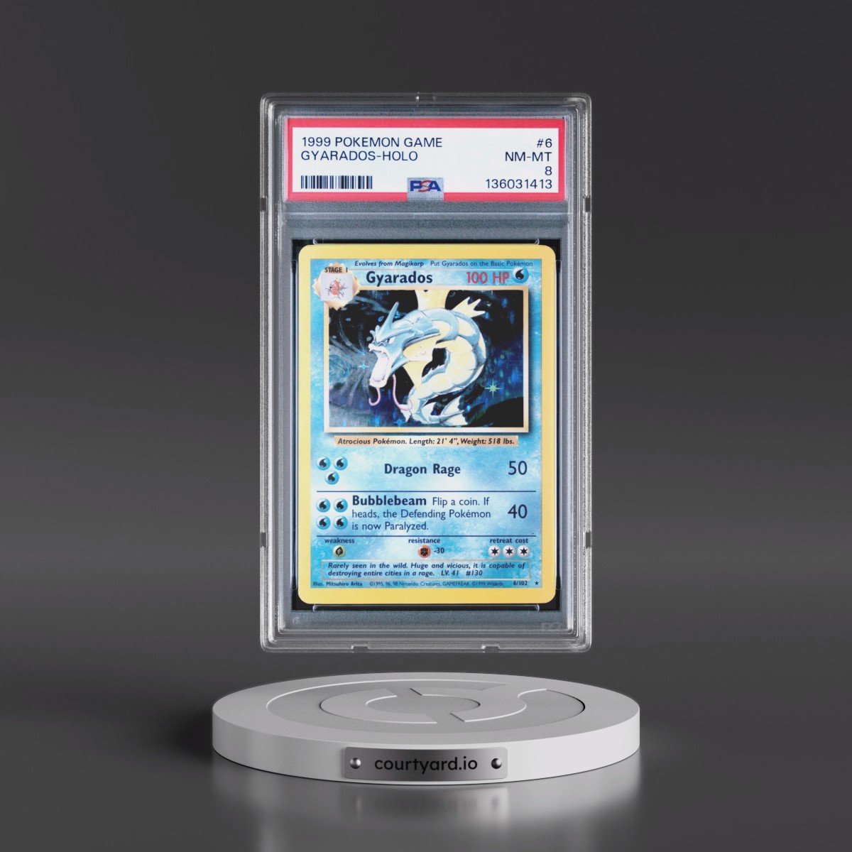 1999 Pokémon Game #6 Gyarados - Holo (PSA 8 NM-MT)