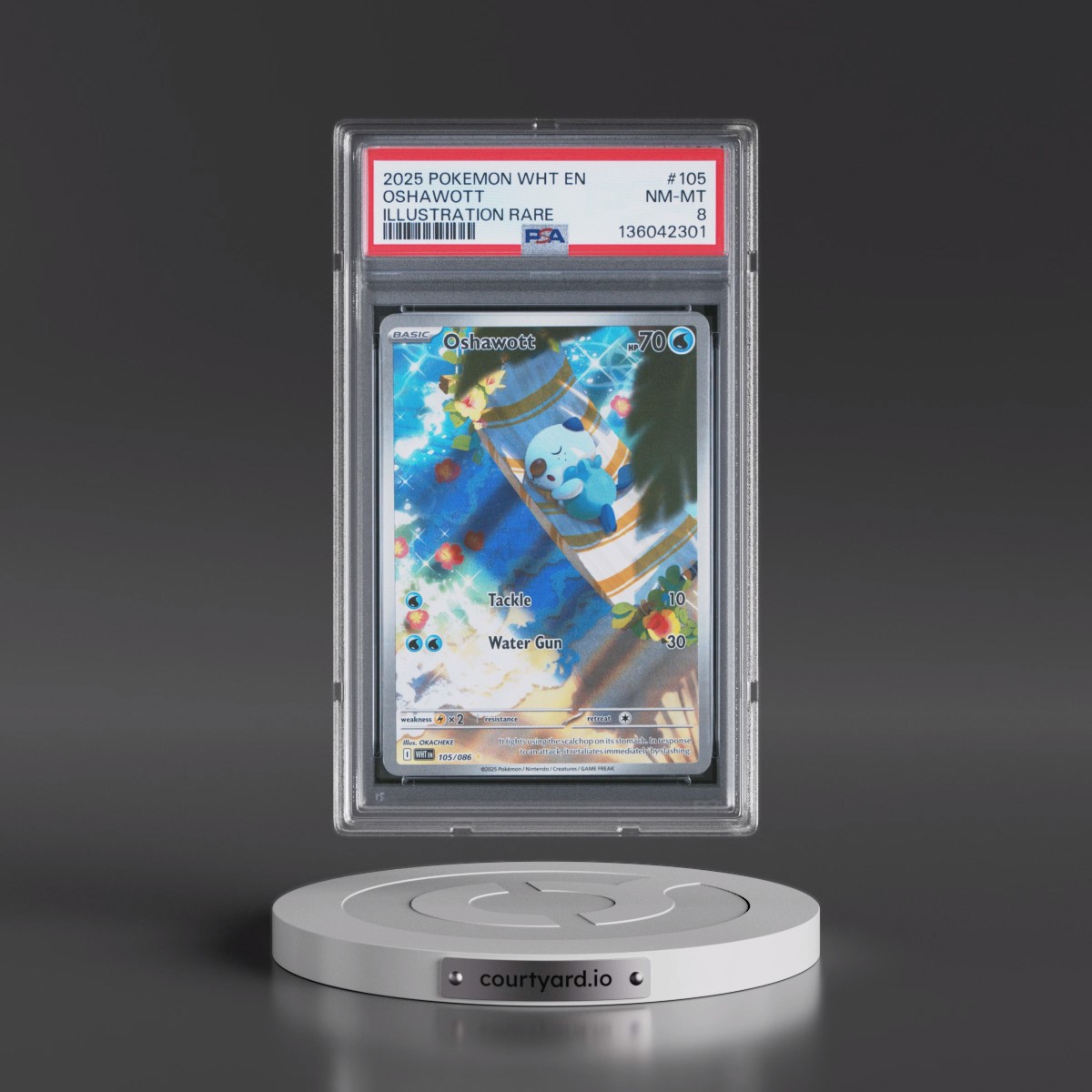 2025 Pokémon Wht EN-White Flare #105 Oshawott - Illustration Rare (PSA 8 NM-MT)