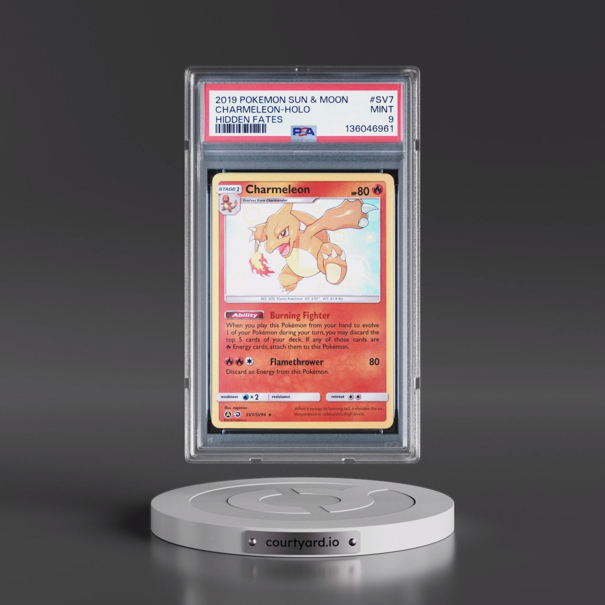 2019 Pokémon Sun & Moon Hidden Fates #SV7 Charmeleon - Holo (PSA 9 MINT)