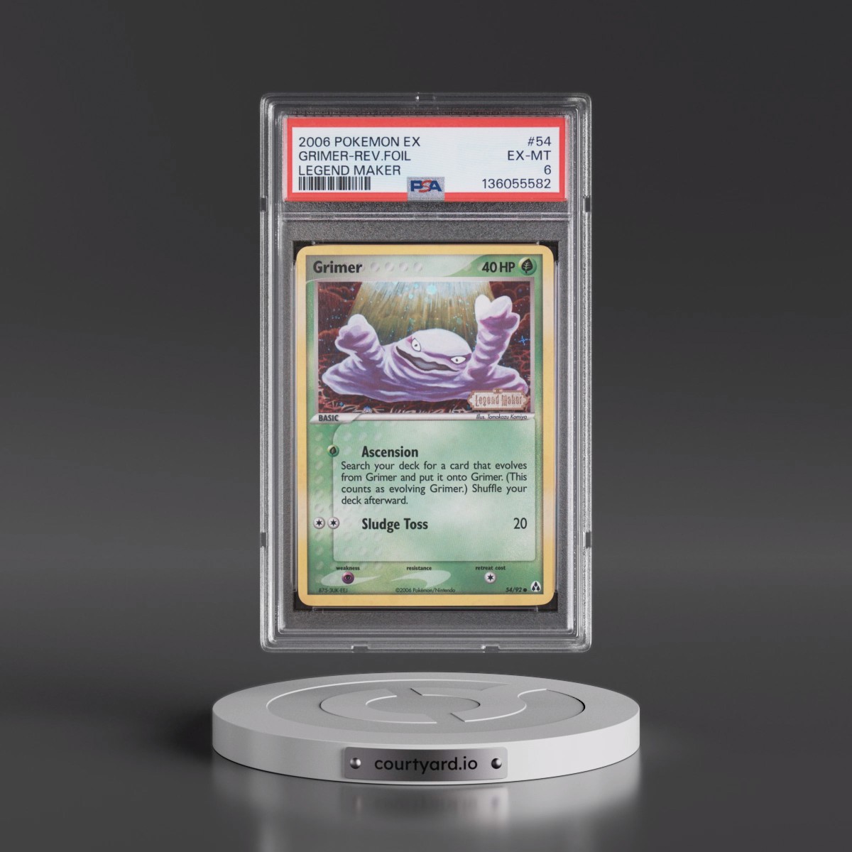 2006 Pokémon EX Legend Maker #54 Grimer - Reverse Foil (PSA 6 EX-MT)
