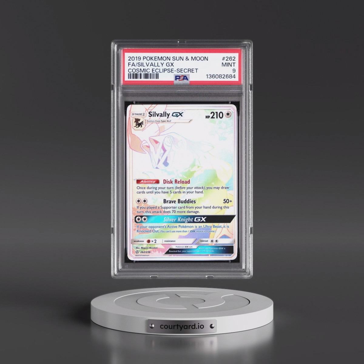 2019 Pokémon Sun & Moon Cosmic Eclipse #262 Silvally GX - Holo Full Art Secret (PSA 9 MINT)