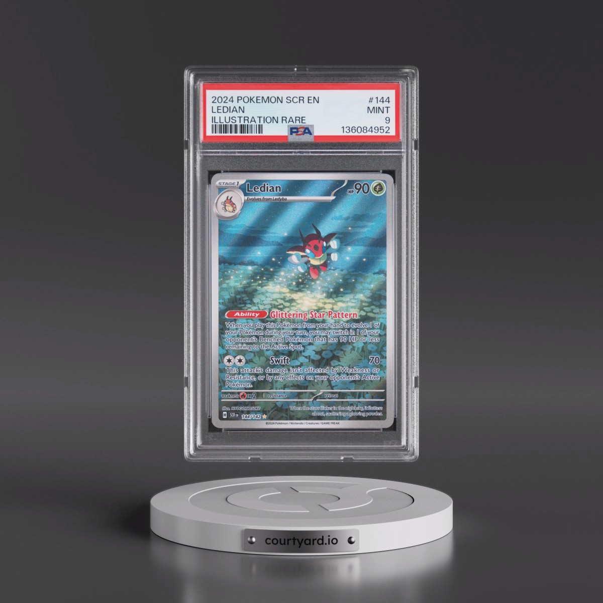 2024 Pokémon Scr EN-Stellar Crown #144 Ledian - Illustration Rare (PSA 9 MINT)