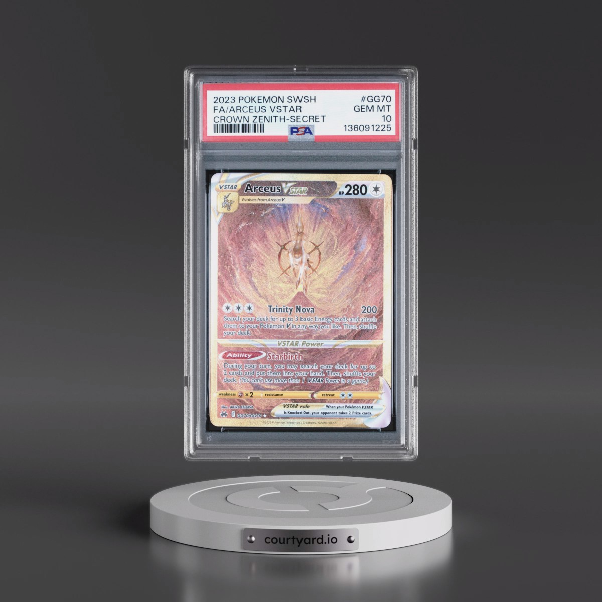 2023 Pokémon Sword and Shield Crown Zenith #GG70 Arceus Vstar - Full Art Secret (PSA 10 GEM MINT)