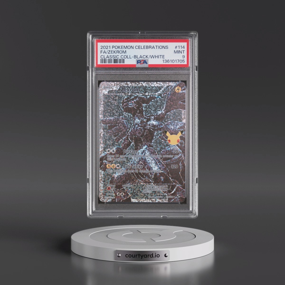 2021 Pokémon Celebrations Classic Collection #114 Zekrom - Full Art (PSA 9 MINT)