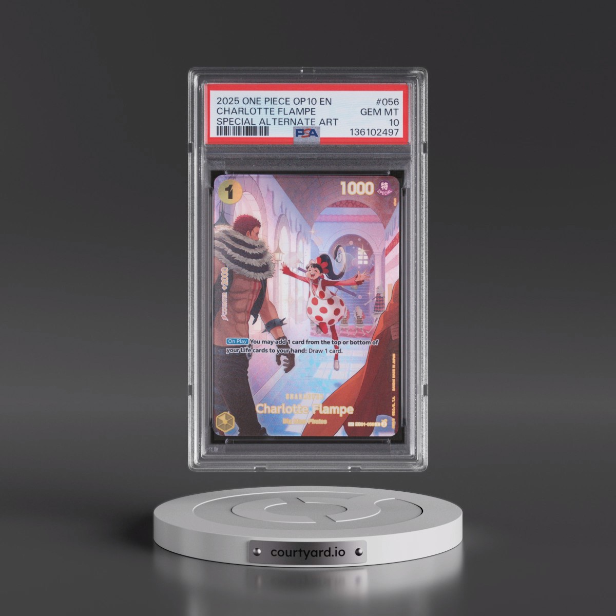 2025 One Piece OP10-Royal Blood #056 Charlotte Flampe - Special Alternate Art (PSA 10 GEM MINT)
