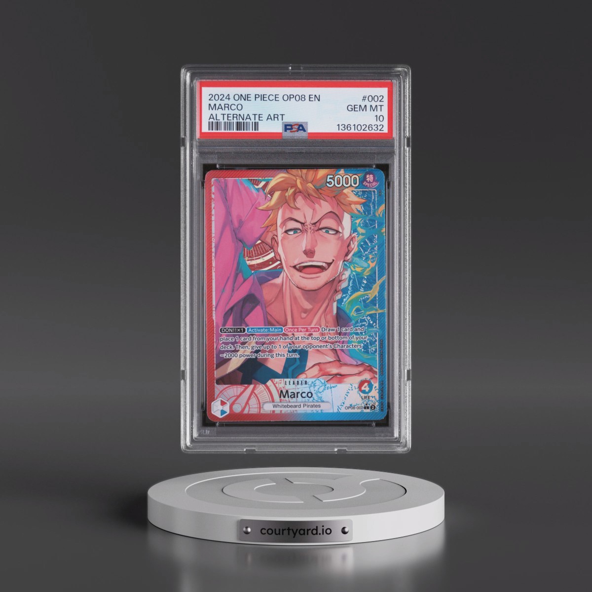 2024 One Piece OP08-Two Legends #002 Marco - Alternate Art (PSA 10 GEM MINT)