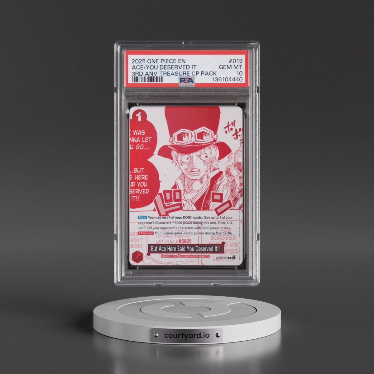 2025 One Piece 3rd Anniversary! One Piece Card Treasure Campaign Pack #019 But Ace Here Said You Deserved It!! (PSA 10 GEM MINT)