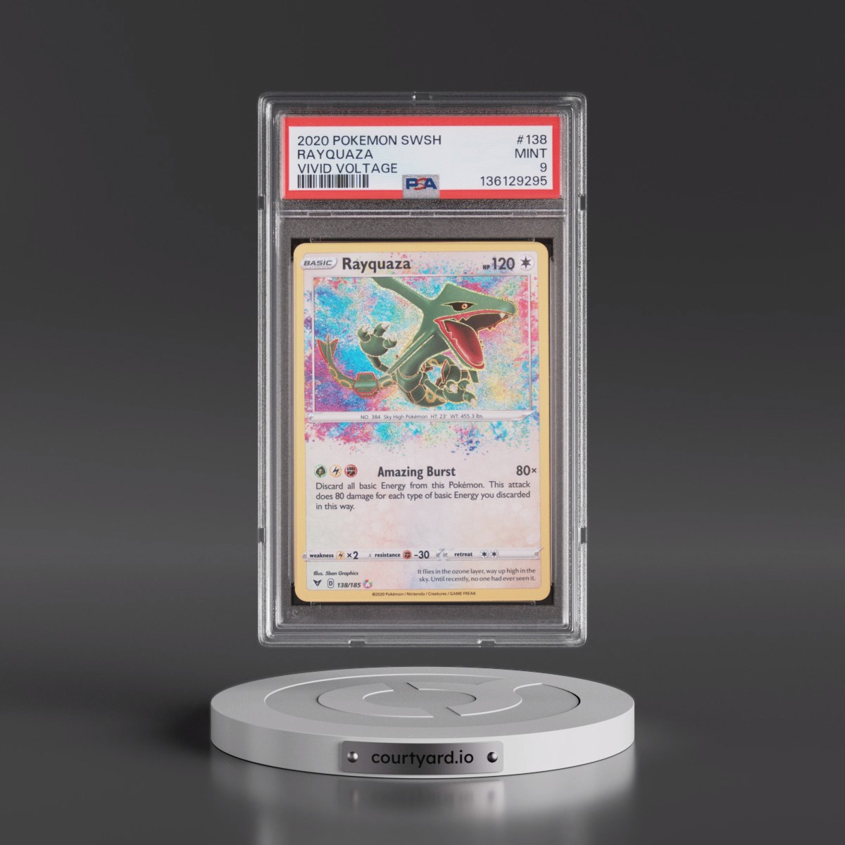 2020 Pokémon Sword & Shield Vivid Voltage #138 Rayquaza (PSA 9 MINT)