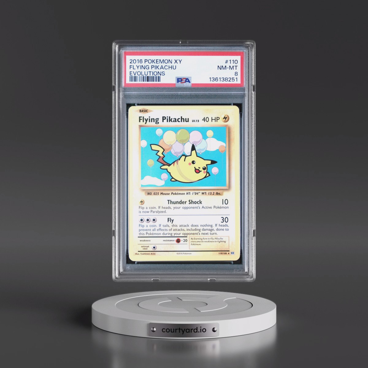 2016 Pokémon XY Evolutions #110 Flying Pikachu (PSA 8 NM-MT)