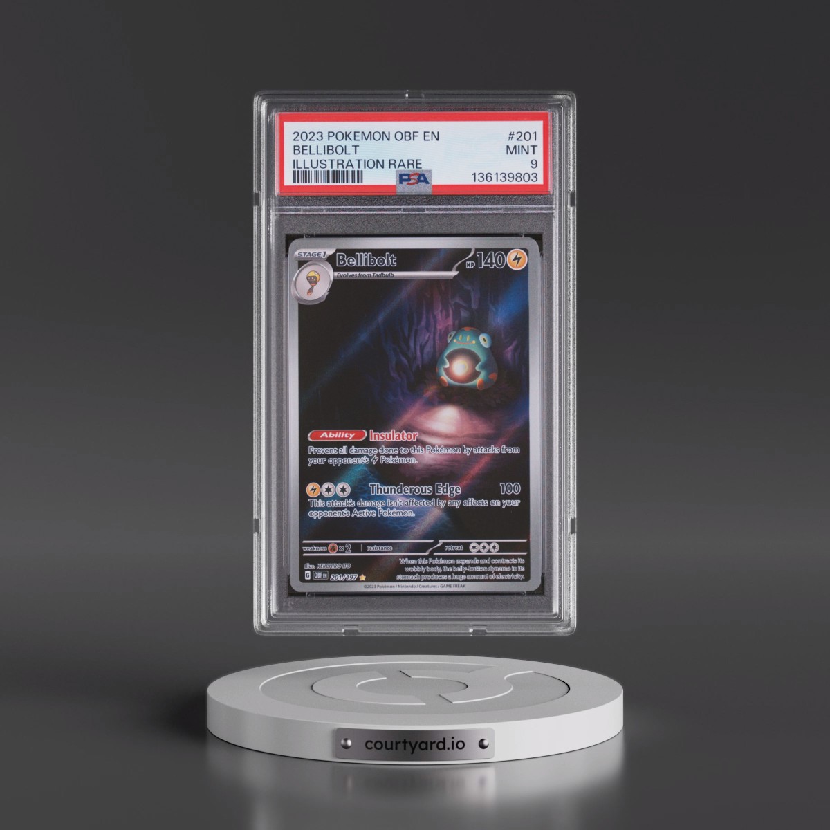 2023 Pokémon Obf EN-Obsidian Flames #201 Bellibolt - Illustration Rare (PSA 9 MINT)