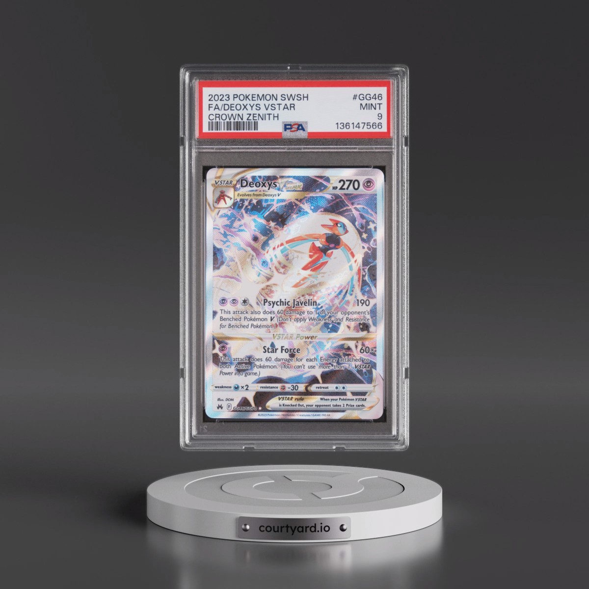 2023 Pokémon Sword and Shield Crown Zenith #GG46 Deoxys Vstar - Full Art (PSA 9 MINT)