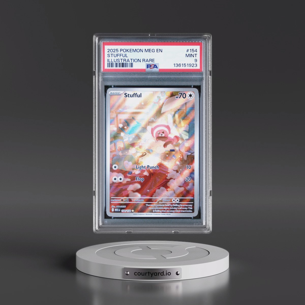 2025 Pokémon Meg EN-Mega Evolution #154 Stufful - Illustration Rare (PSA 9 MINT)
