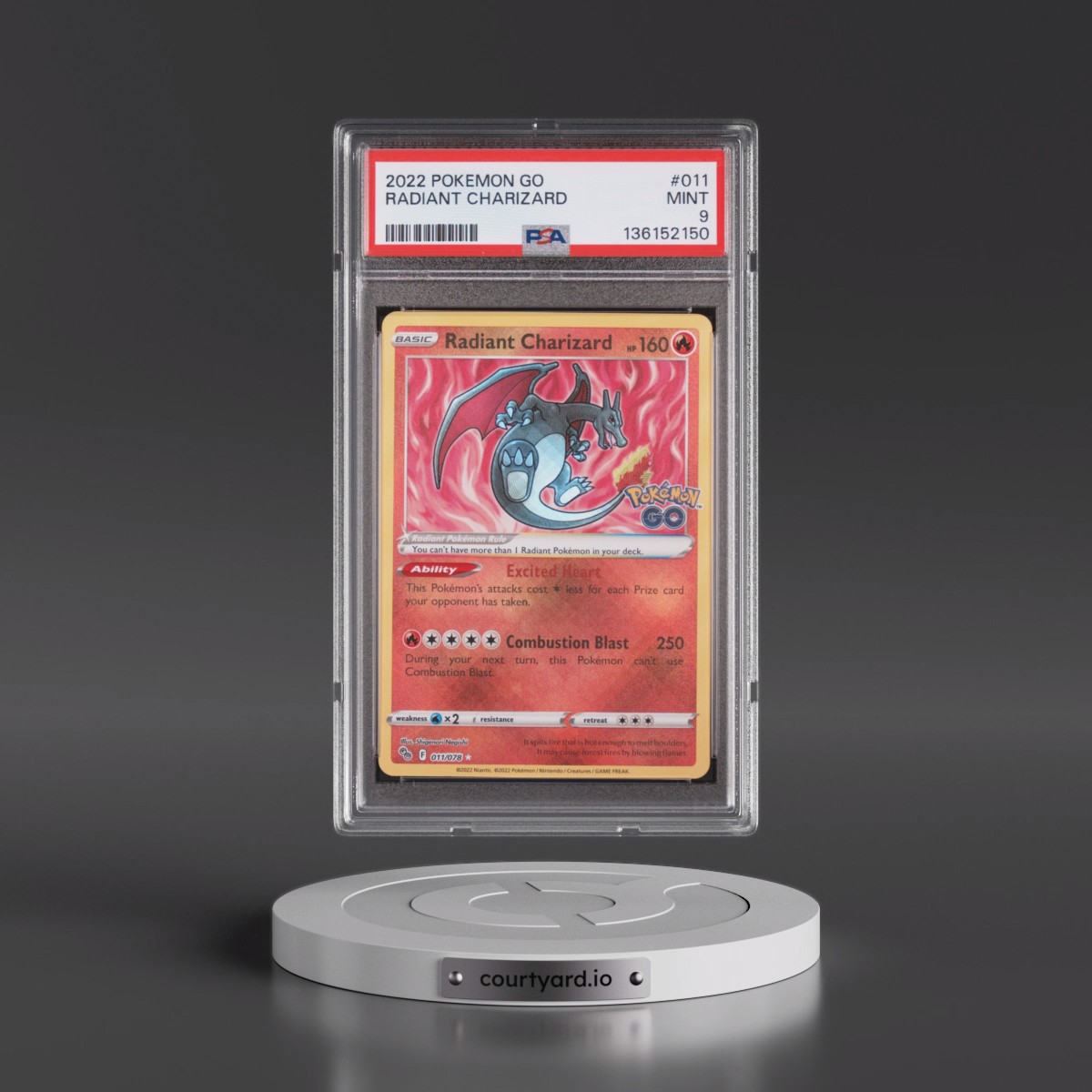 2022 Pokémon Go #011 Radiant Charizard - Holo (PSA 9 MINT)