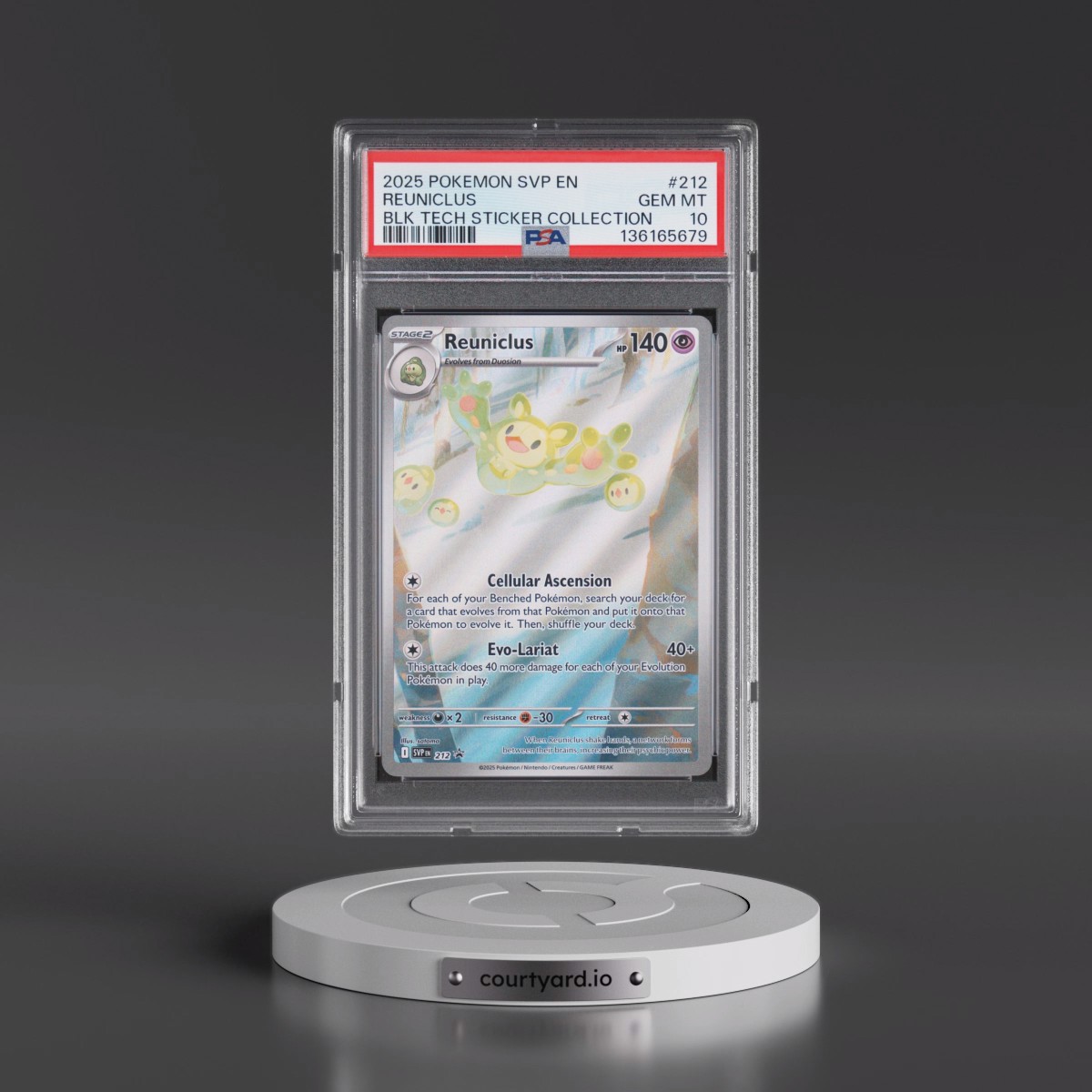 2025 Pokémon Svp EN-SV Black Star Promo #212 Reuniclus - Black Bolt Tech Sticker Collection (PSA 10 GEM MINT)