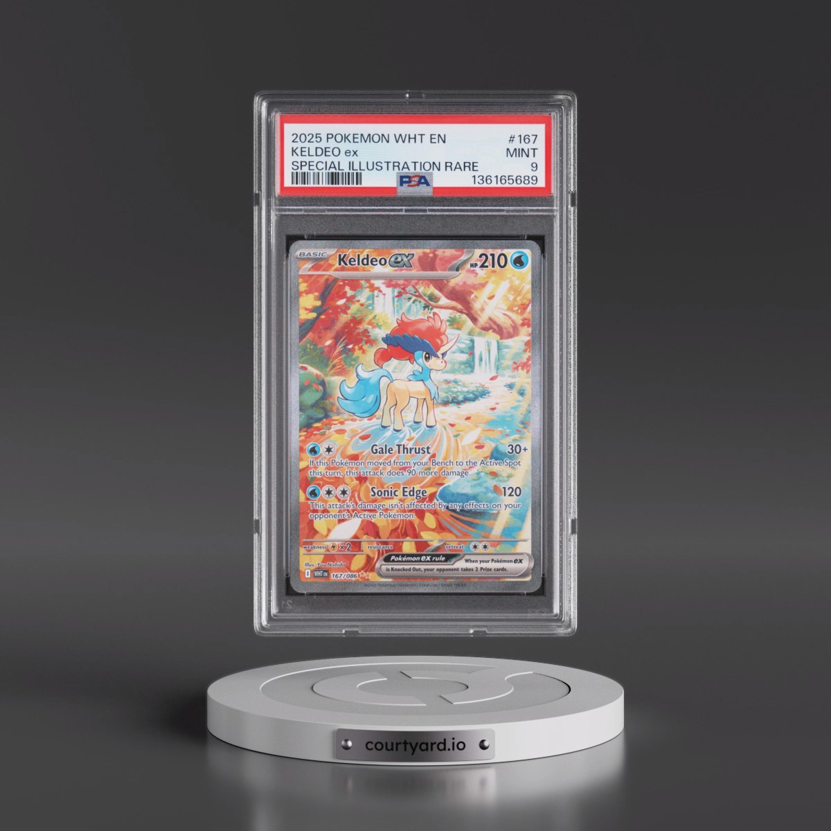 2025 Pokémon Wht EN-White Flare #167 Keldeo EX - Holo Special Illustration Rare (PSA 9 MINT)