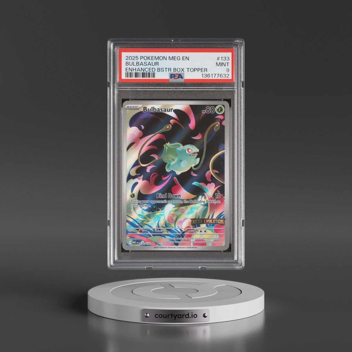 2025 Pokémon Meg EN-Mega Evolution #133 Bulbasaur - Enhanced Booster Box Topper (PSA 9 MINT)