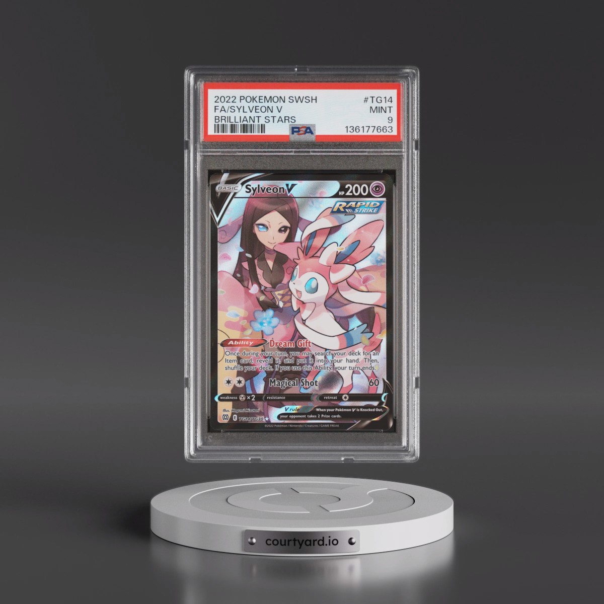 2022 Pokémon Sword & Shield Brilliant Stars #TG14 Sylveon V - Holo Full Art (PSA 9 MINT)