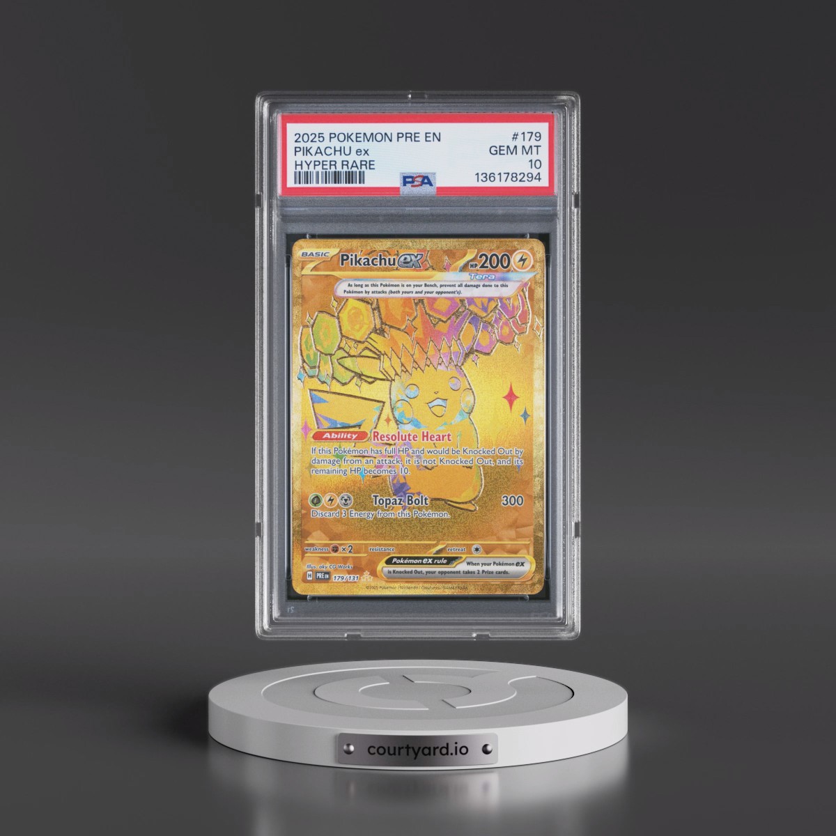 2025 Pokémon Pre EN-Prismatic Evolutions #179 Pikachu EX - Holo Hyper Rare (PSA 10 GEM MINT)