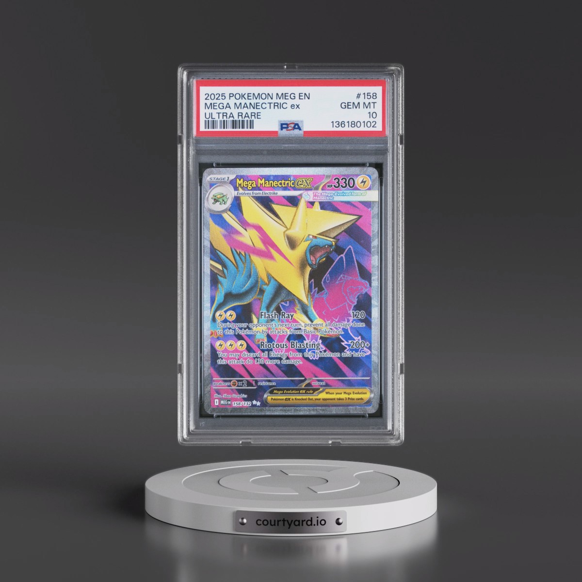 2025 Pokémon Meg EN-Mega Evolution #158 Mega Manectric EX - Holo Ultra Rare (PSA 10 GEM MINT)