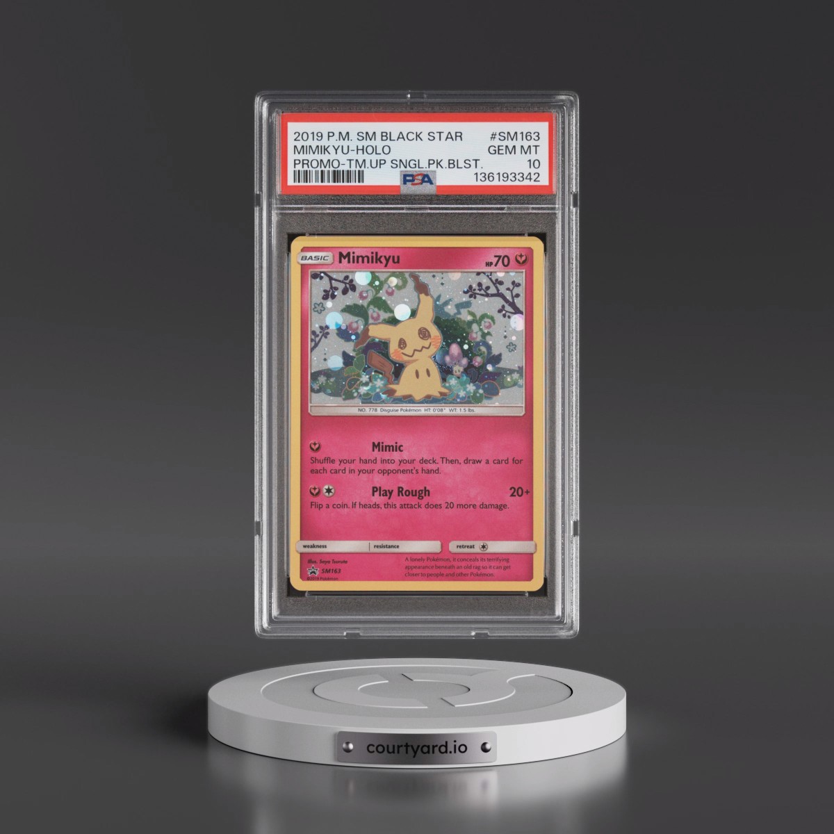 2019 Pokémon SM Black Star Promo #SM163 Mimikyu - Holo Team Up Single Pack Blisters (PSA 10 GEM MINT)
