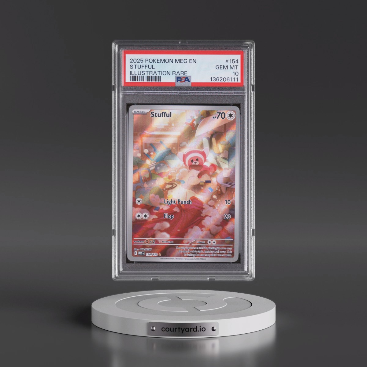 2025 Pokémon Meg EN-Mega Evolution #154 Stufful - Illustration Rare (PSA 10 GEM MINT)