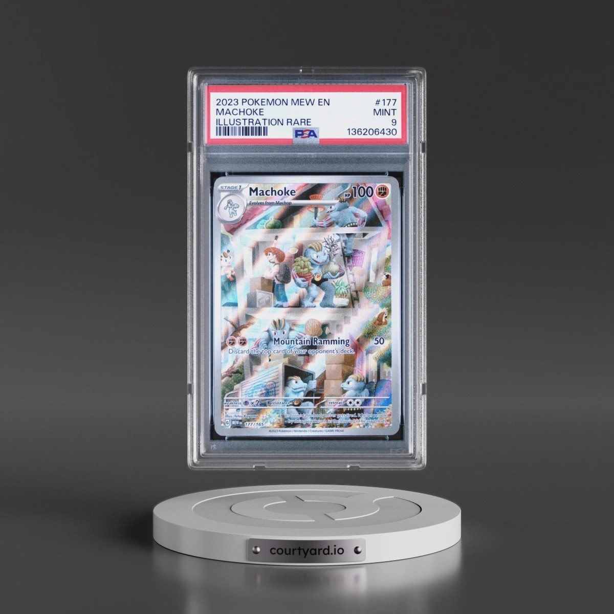 2023 Pokémon Mew EN-151 #177 Machoke - Illustration Rare (PSA 9 MINT)