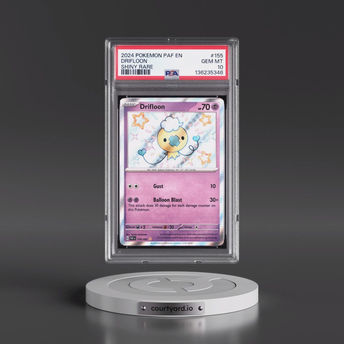 2024 Pokémon Paf EN-Paldean Fates Drifloon - Shiny Rare #155 PSA 10