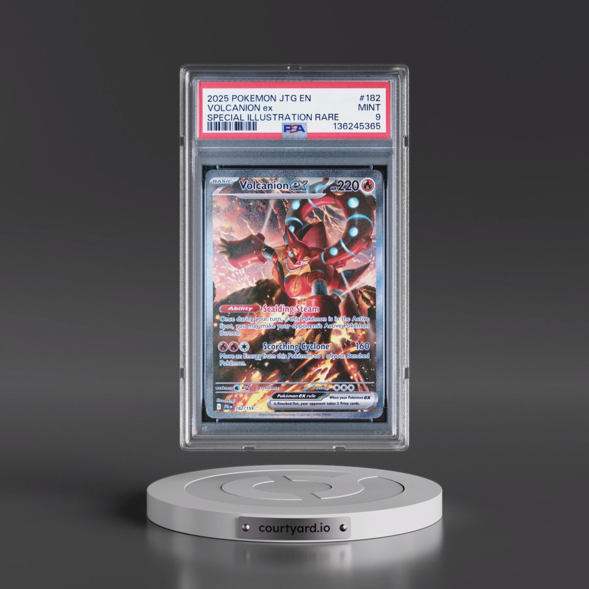 2025 Pokémon Jtg EN-Journey Together #182 Volcanion EX - Holo Special Illustration Rare (PSA 9 MINT)