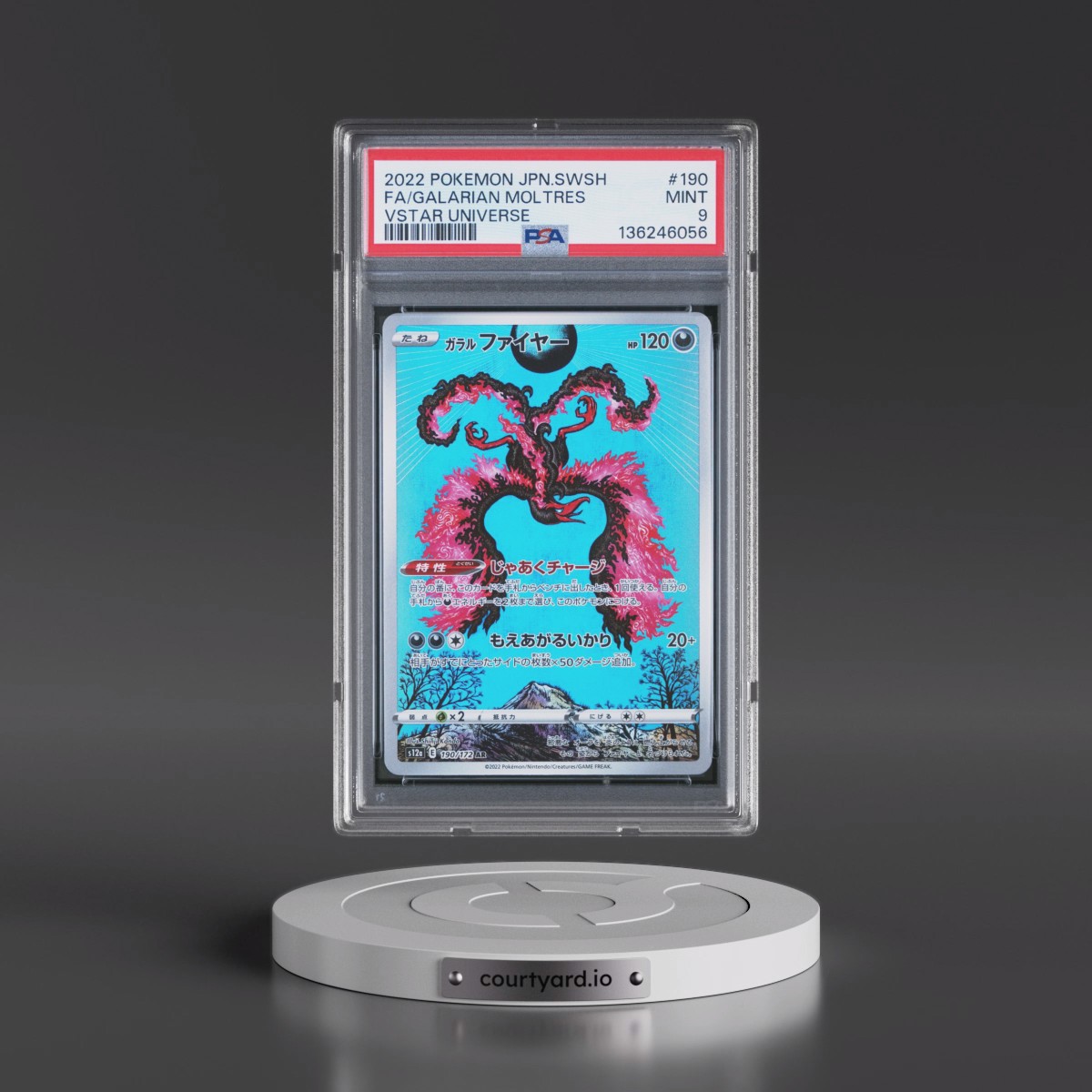2022 Pokémon Sword & Shield Vstar Universe #190 Galarian Moltres - Full Art (PSA 9 MINT)