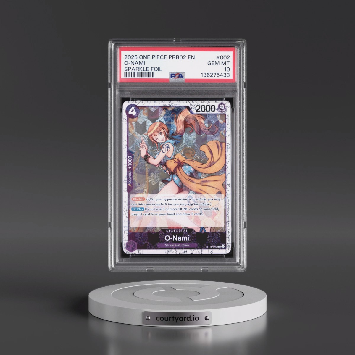 2025 One Piece PRB02-Premium Booster -One Piece Card the Best- Vol.2 #002 O-Nami - Sparkle Foil (PSA 10 GEM MINT)