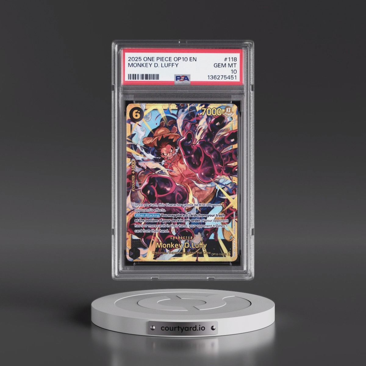 2025 One Piece OP10-Royal Blood #118 Monkey D. Luffy (PSA 10 GEM MINT)
