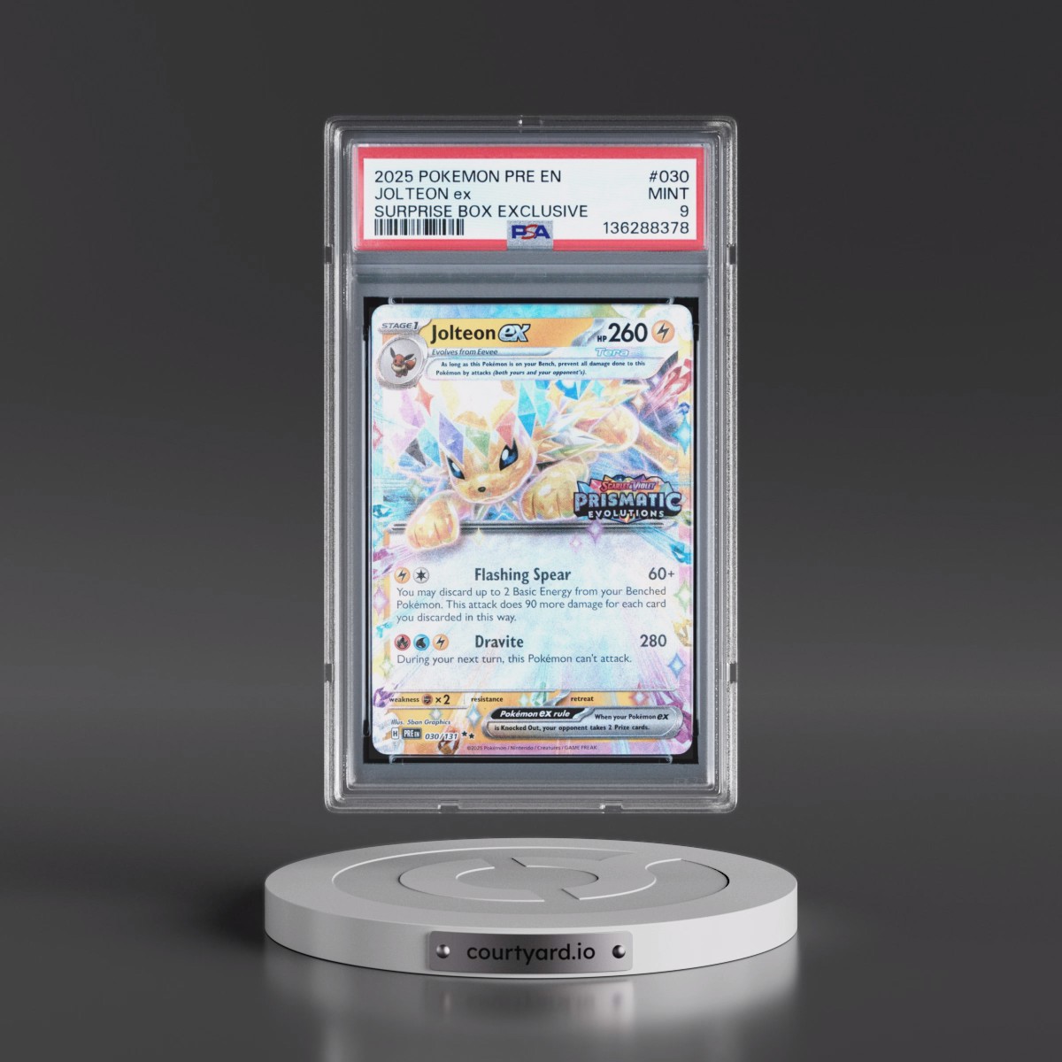 2025 Pokémon Pre EN-Prismatic Evolutions #030 Jolteon EX - Holo Surprise Box Exclusive (PSA 9 MINT)